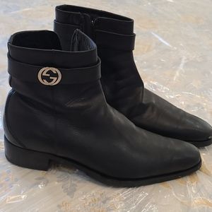 GUCCI Men's Leather Interlocking GG Brown Akl Boot